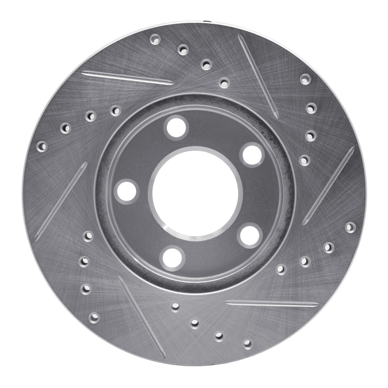 Ford Mustang Brake Rotor (1) - Front Left - R1 Concepts - Drilled & Slotted - Silver - `94-`04